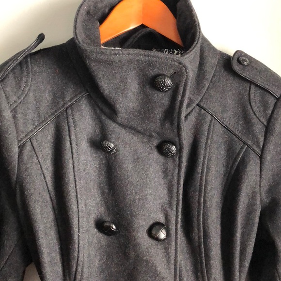 Guess Dark Gray Wool Military Style Jacket - Picture 4 of 8